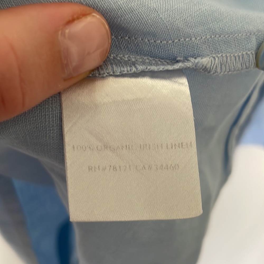 Eileen Fisher | 100% Organic Irish Linen Blue Collarless Button Down Tunic XS - Picture 12 of 13